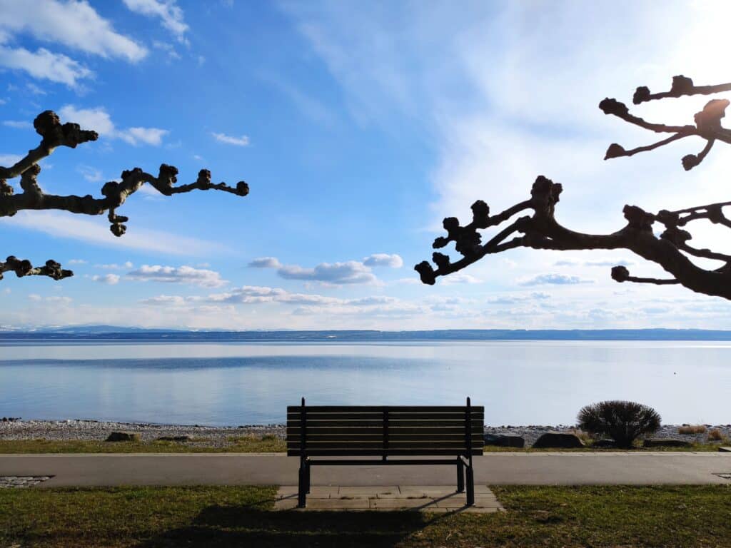 Seestraße Hagnau mit Blick auf den Bodensee