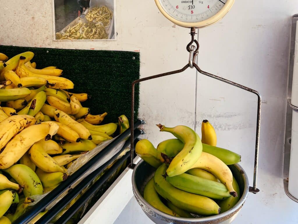 A1 zwischen Mission Beach und Cairns, Bananen am Straßenrand, Australien