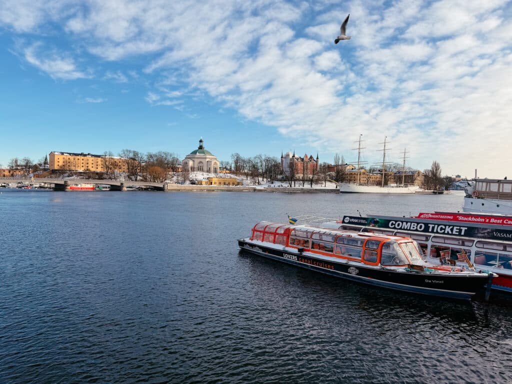 Blick auf die Insel Skeppsholmen, Stockholm, Schweden