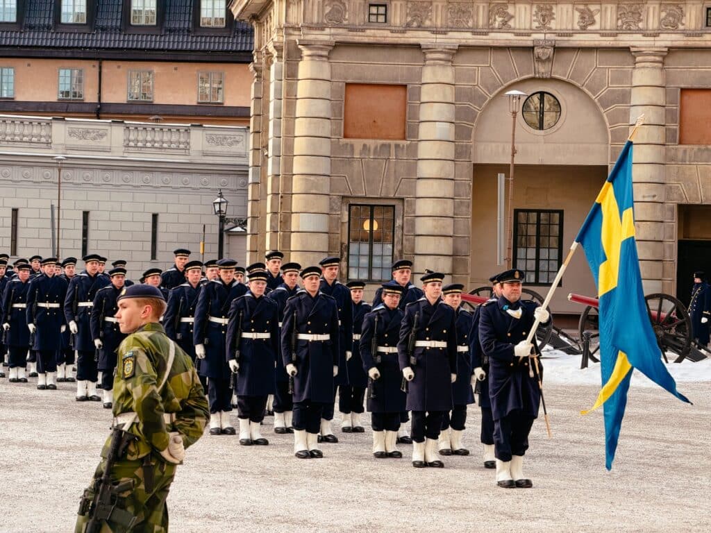 Wachablösung im Königlichen Schloss Stockholm, Schweden