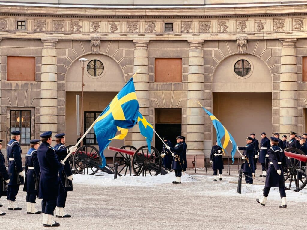 Wachablösung im Königlichen Schloss Stockholm, Schweden