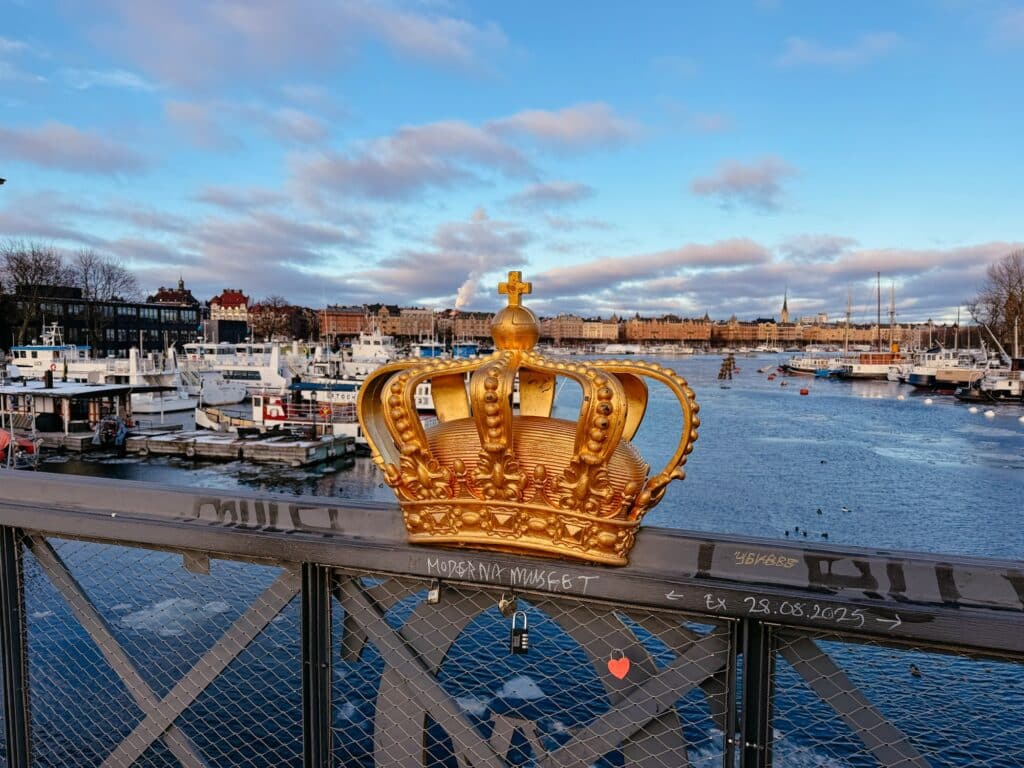 Skeppsholmsbron Stockholm, Blick auf Södermalm, Schweden