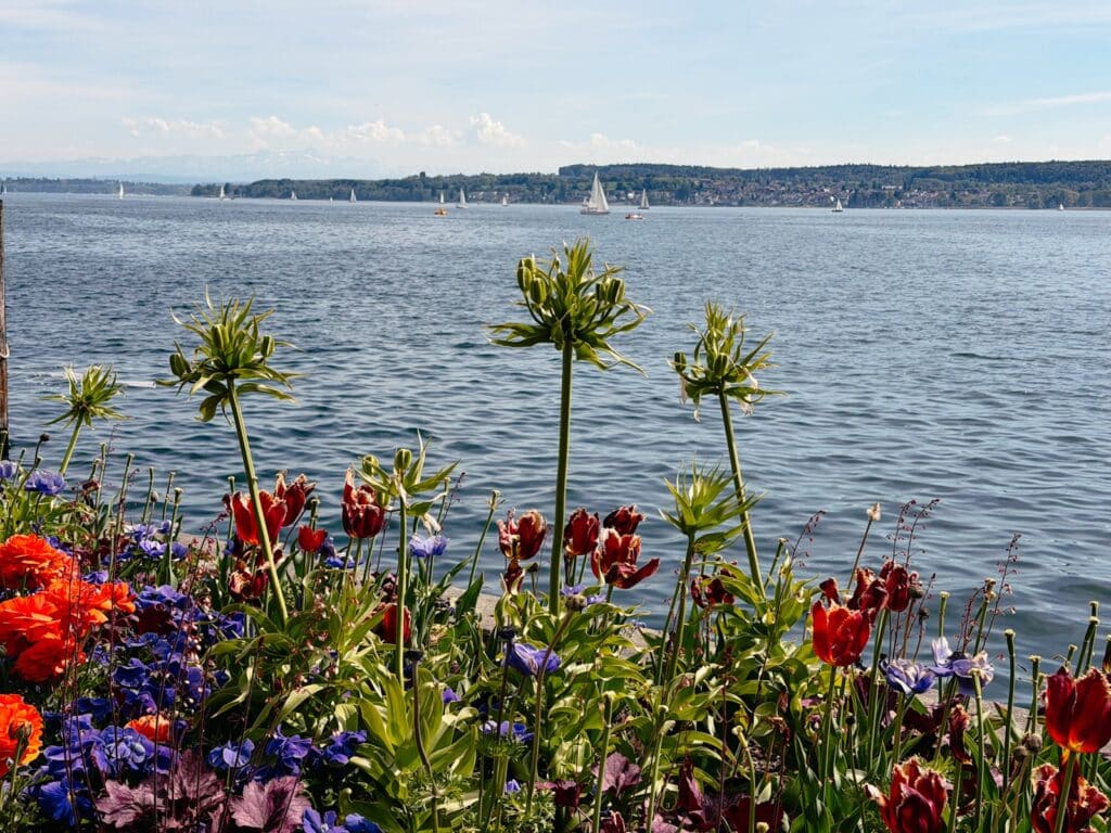 Seepromenade in Überlingen, Ausblick auf den Bodensee