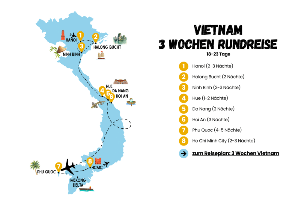3 Wochen Vietnam Rundreise Route
