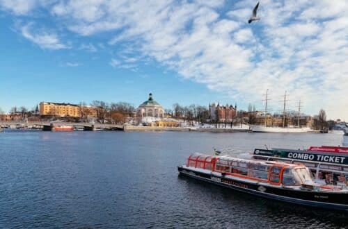 Blick auf die Insel Skeppsholmen, Stockholm, Schweden