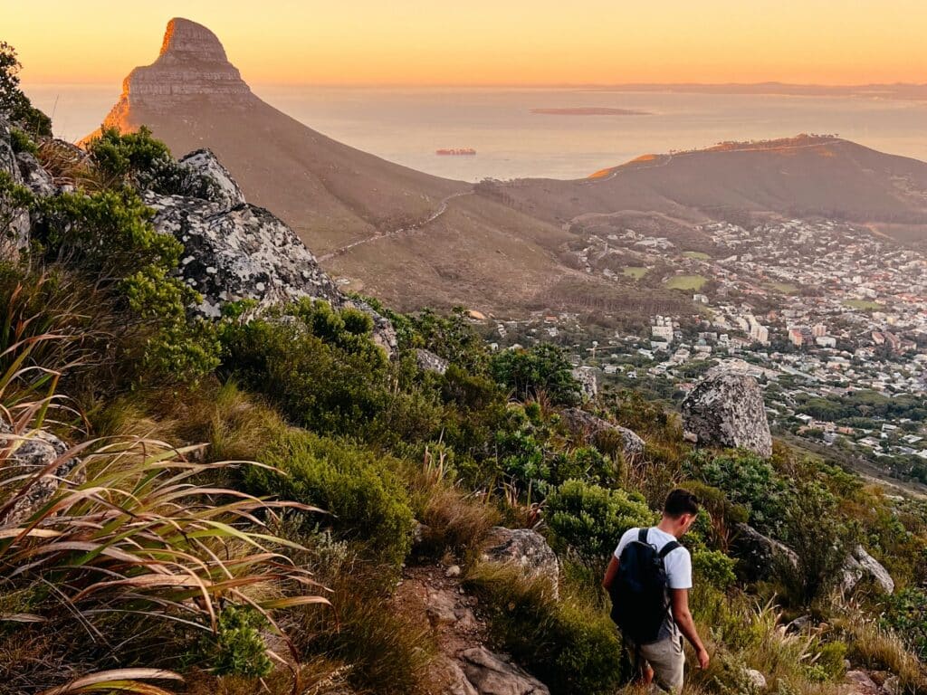 Wandern in Kapstadt auf den Tafelberg über den India Venster Hiking Trail, Südafrika
